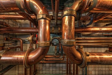 Wall Mural - A network of connected pipes for industrial use