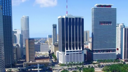 Wall Mural - Aerial view of Downtown Miami skyscrapers on a sunny day, Florida