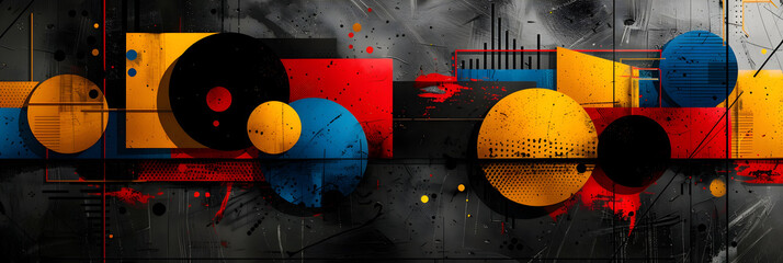 Aufkleber - Captivating Geometric Interstellar Composition in Vibrant Color Palette