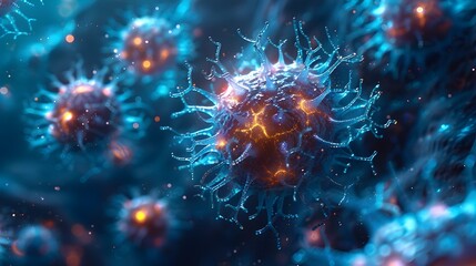 Fototapete - Captivating Microscopic Cellular Structures Futuristic Abstract Digital Artwork Showcasing the Intricate Beauty of the Molecular World