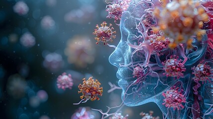 Fototapete - Captivating Microscopic Structures in Vibrant Digital Artwork