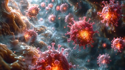 Poster - Captivating Microscopic View of Viral Pandemic Pathogen