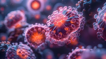 Aufkleber - Colorful Microscopic Cellular Structures and Microorganisms in a Vibrant Digital