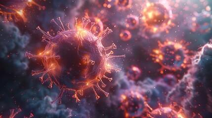 Aufkleber - Conceptual Microscopic Visualization of Dangerous Viral Pandemic Outbreak