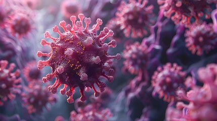Leinwandbilder - Detailed Microscopic View of Colorful Coronavirus Pathogen Structure Concept
