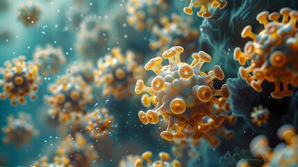 Aufkleber - Detailed Microscopic View of Coronavirus Outbreak and Pandemic Disease Concept