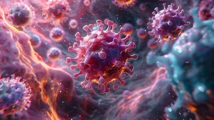 Aufkleber - Detailed Microscopic View of Coronavirus Pandemic Outbreak Spread and Molecular Structure