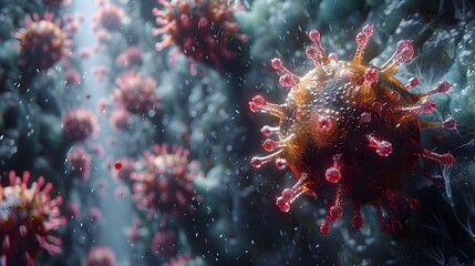 Leinwandbilder - Detailed Microscopic View of Intricate Viral Particle Structure Symbolizing Medical Research and Scientific Innovation