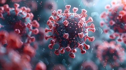Poster - Detailed View of Microscopic Coronavirus Structure in Vibrant Colors