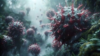 Leinwandbilder - Enchanting Autumnal Flora Amid Lush Greenery and Moody Ambiance