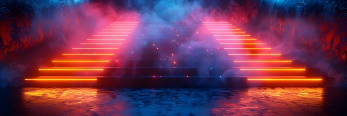 Aufkleber - Futuristic Glowing Stairs Leading to a Mystical Cosmic Dimension