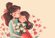 © inspiretta - mother and daughter hugging each other with hearts around them