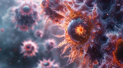 Poster - Mesmerizing Fractal Particles in Cosmic Swirl of Vibrant Digital Energies