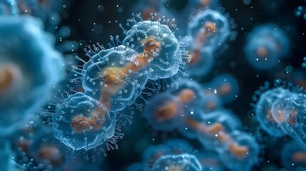 Fototapete - Mesmerizing Microscopic Exploring the Vibrant Underwater World of Aquatic Life