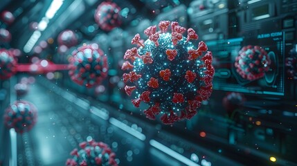 Poster - Microscopic Coronavirus Particles Spreading During Pandemic Global Health Crisis