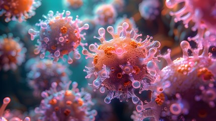 Poster - Microscopic Magnification of Coronavirus Pandemic Causing Virus and Disease Research