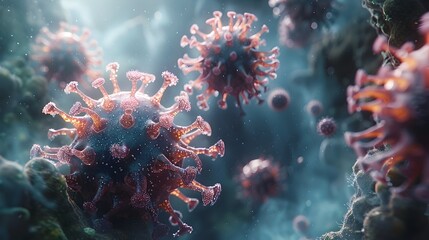 Leinwandbilder - Microscopic of Coronavirus Structure and Molecular Composition During COVID 19 Pandemic Outbreak