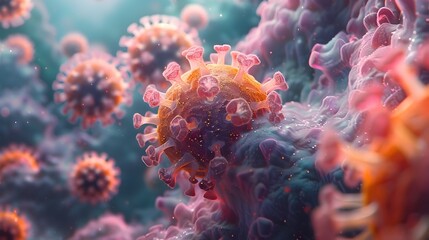 Aufkleber - Microscopic Pandemic Visualizing the Viral Threat in Vibrant Digital