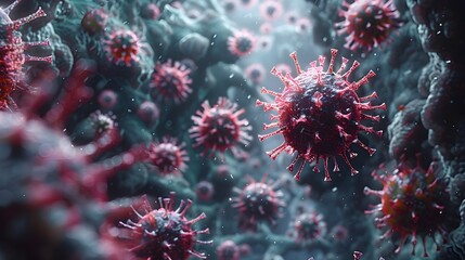 Aufkleber - Microscopic View of Contagious Viral Outbreak Cells Spreading Pandemic