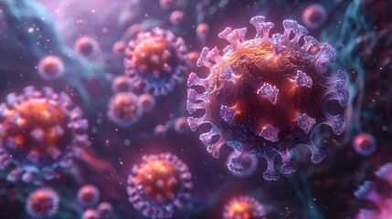 Aufkleber - Microscopic View of Coronavirus Outbreak Causing Global Pandemic