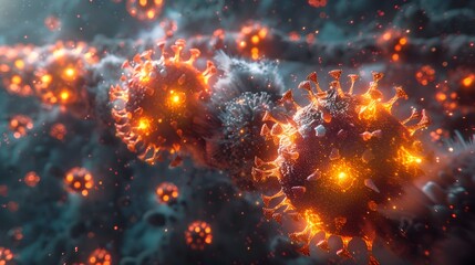 Poster - Microscopic View of Dangerous Viral Outbreak Spreading Rapidly Across the Globe