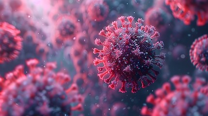 Poster - Microscopic View of Infectious Coronavirus Structure in Abstract Digital