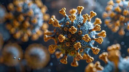 Aufkleber - Microscopic View of Novel Coronavirus Causing Global Health Crisis