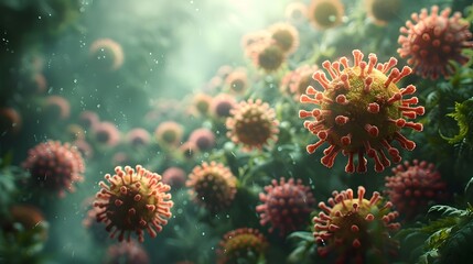Leinwandbilder - Microscopic View of Novel Coronavirus Structure for Medical and Scientific Use