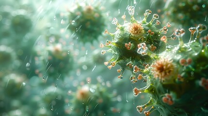 Aufkleber - Microscopic View of Viral Molecular Structure During Global Pandemic Crisis