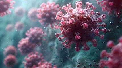 Aufkleber - Microscopic View of Viral Molecular Structure Representing the COVID 19 Pandemic