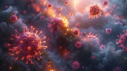 Aufkleber - Microscopic Viral Cells Causing Global Pandemic Crisis