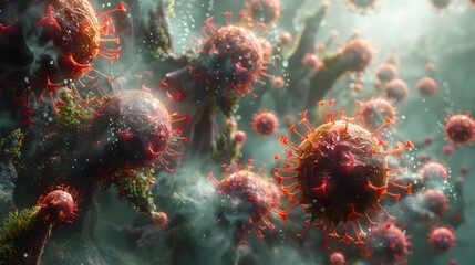 Aufkleber - Microscopic Viral Outbreak Abstract of Infectious Disease Pandemic