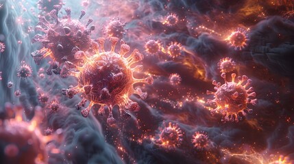Poster - Microscopic Viral Outbreak Apocalyptic Pandemic Threatens Global Health and Future