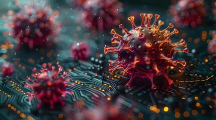 Aufkleber - Microscopic Viral Outbreak Conceptual of Coronavirus Pandemic Threat