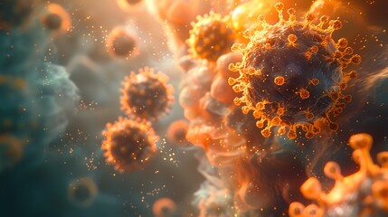 Aufkleber - Microscopic Viral Outbreak Dangerous Coronavirus Pandemic Concept