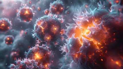Aufkleber - Microscopic Viral Outbreak Spreading Across a Digital Landscape