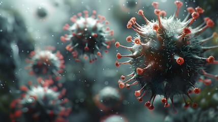 Leinwandbilder - Microscopic Viral Pathogen Structure Illustrating the Alarming Global Pandemic Crisis