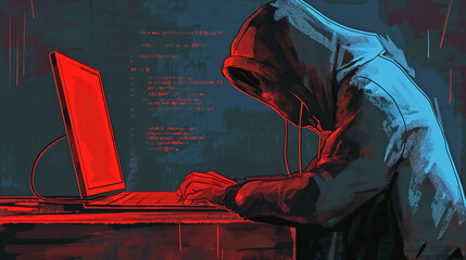 Wall Mural - Digital hacker using computer hack data  Cyber attack and data hack concept