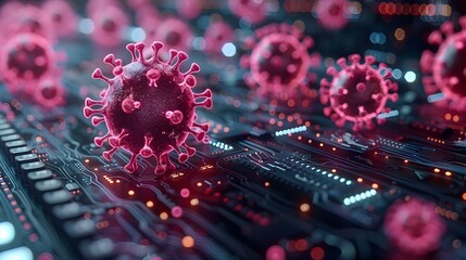 Aufkleber - Microscopic Viral Structure Illustrating Global Pandemic and Healthcare Challenges