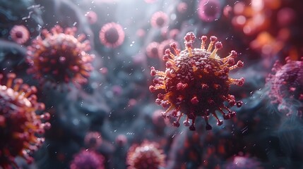 Leinwandbilder - Microscopic Viral Structure Revealing Coronavirus Pandemic