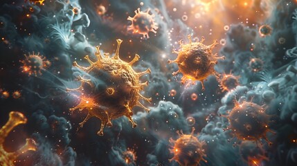 Poster - Microscopic Virus Outbreak Causing Chaotic Digital Molecular Explosion in Science Laboratory