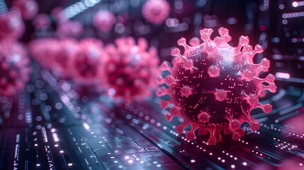 Fototapete - Microscopic Visualization of Contagious Pandemic Virus Structure