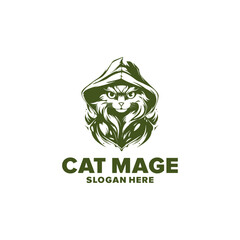 Wall Mural - Cat mage logo vector illustration