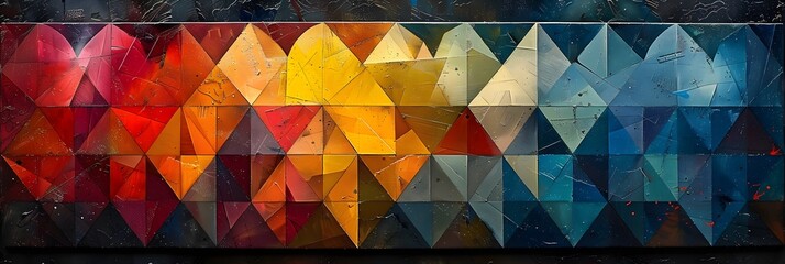 Aufkleber - Stunning Geometric Kaleidoscope of Vibrant Triangular and Hexagonal Shapes Forming a Mesmerizing Abstract Artwork