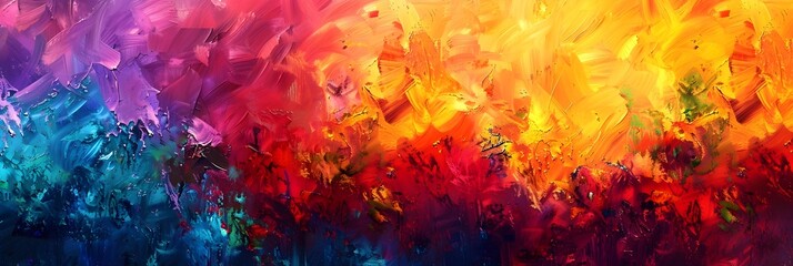 Wall Mural - Vibrant Burst of Colorful Abstract Expressionistic Landscape Art