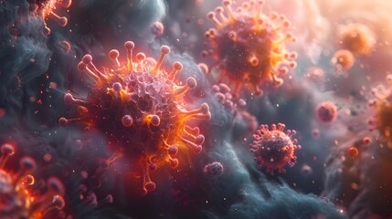 Aufkleber - Vibrant Digital of Microscopic Viral Outbreak and Pandemic Threat