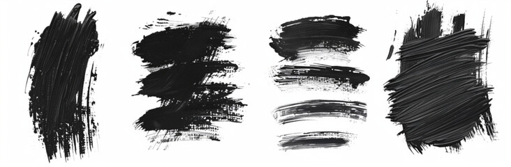 Set of black ink hand drawn brushes collection isolated on white background for your design