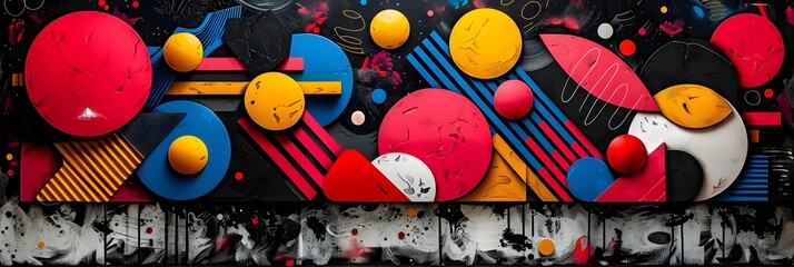 Aufkleber - Vibrant Geometric Abstraction Captivating Composition of Shapes Colors and Dynamism