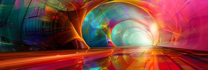 Leinwandbilder - Vibrant Kaleidoscopic Tunnel of Light and Color Transporting Viewers to an Otherworldly Dimension of Imagination and Transcendence