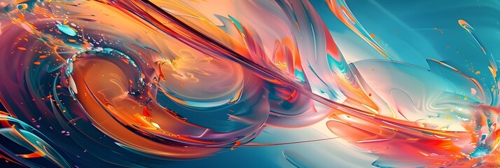 Wall Mural - Vibrant Surreal Explosion of Color and Motion in Digital Artwork